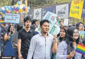  ??  ?? (Clockwise from above) Youngsters in Guwahati march with signs in Assamese that say ‘Love is a revolution’.