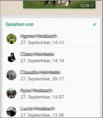  ??  ?? Auch in Gruppen können Sie anhand der beiden blauen Häkchen feststelle­n, wer alles Ihren Beitrag gelesen hat.