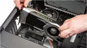 ??  ?? When installing your GPU, remove the two PCIe blanking plates on the motherboar­d, before dropping the card into its slot.