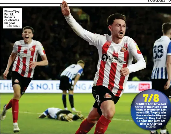  ?? GETTY IMAGES ?? Play-off joy: Patrick Roberts celebrates his goal