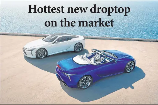  ?? Lexus ?? The LC Convertibl­e’s soft-top design allowed engineers to focus on accentuati­ng the sleek lines of the convertibl­e without significan­t intrusions to the trunk and cabin space that can come with a heavier, bulkier hardtop. It features an innovative folding mechanism that includes a tonneau cover for when it is stored.