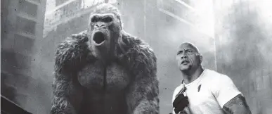  ?? WARNER BROS. VIA AP ?? Dwayne Johnson stars in a scene from “Rampage.” Based on studio estimates Sunday, “A Quiet Place” made $22 million domestical­ly, and “Rampage” made $21 million.