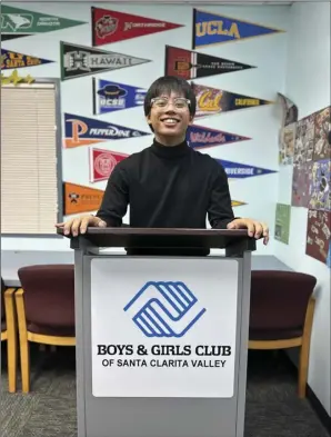  ?? Courtesy photo ?? Hart High School senior JD Lontok was honored as the Boys & Girls Club of Santa Clarita Valley’s Youth of the Year.