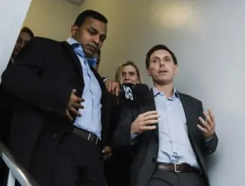  ?? CHRISTOPHE­R KATSAROV/THE CANADIAN PRESS ?? On Friday, weeks after resigning as PC leader following allegation­s of sexual misconduct, Patrick Brown arrived at party headquarte­rs to throw his hat in the ring for his old job.