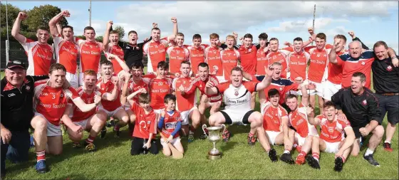  ??  ?? Dromtariff­e celebrate a historic first time victory in the E Tarrant &amp; Sons Duhallow JAHC Final at Freemount. Picture John Tarrant