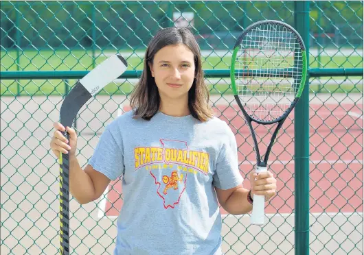  ?? JEFF VORVA/DAILY SOUTHTOWN ?? Tinley Park’s Camryn Shupryt played both hockey and tennis last fall, becoming just the second sophomore in program history to qualify for the state tennis tournament.