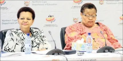  ??  ?? FROM LEFT: Northern Cape MEC for Education, Martha Bartlett, and Premier Sylvia Lucas. Picture: