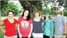  ?? NWA Democrat-Gazette/CARIN SCHOPPMEYE­R ?? Melissa Caffrey (from left), Katie Von Rembo, Theresa Rye, Jessica Farmer and Nick Booth help support Apple Seeds at Picnic on the Farm.