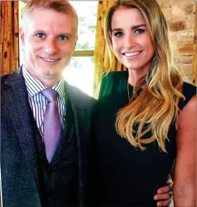  ??  ?? celebrity status: Colton with Vogue Williams when she was doing her television series on the afterlife