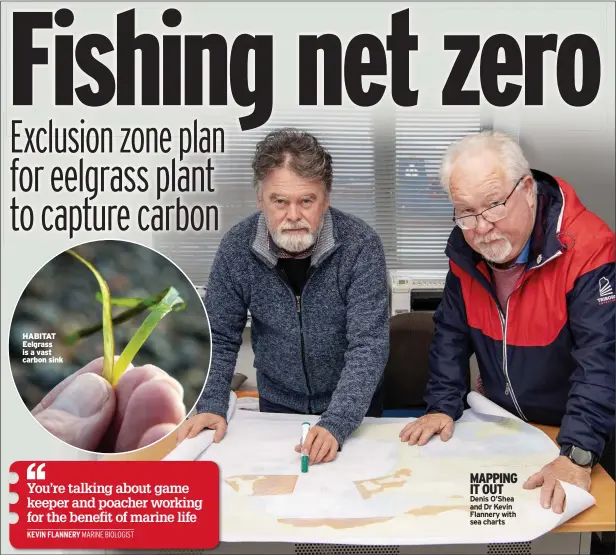  ?? ?? MAPPING IT OUT Denis O’shea and Dr Kevin Flannery with sea charts
