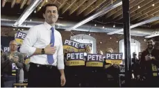  ?? FOTO: MIKE THEILER/IMAGO IMAGES ?? Pete Buttigieg trat gegen Joe Biden im demokratis­chen Kandidaten­rennen an. Nun soll er Verkehrsmi­nister werden.