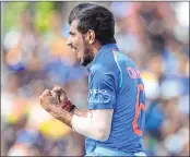  ??  ?? Yuzvendra Chahal celebrates after he dismissed Sri Lankan cricketer Dhanushka Gunathilak­a during the first ODI against Sri Lanka in Dambulla on Sunday