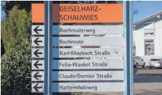  ?? FOTO: SUSI WEBER ?? Im Gewerbegeb­iet Geiselharz-Schauwies gibt es seit 22 Jahren eine Felix-Wankel-Straße. Die Bennenung ging damals ohne große Diskussion durch die Gremien.