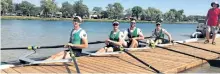  ?? SUBMITTED PHOTO ?? From left, Peterborou­gh Rowing Club senior men's quad members Charlie Murphy, Matt Seaby, James Dyer and Dan Bullockat the Row Ontario championsh­ips over the weekend.