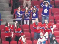  ?? RICHARD LAUTENS TORONTO STAR ?? Hockey fans were allowed to watch the Maple Leafs and the Canadiens face off at the Bell Centre in Montreal for Game 6.