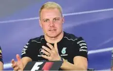  ?? Virendra Saklani/Gulf News ?? Valtteri Bottas of Mercedes AMG Petronas Motorsport team addressing media in Abu Dhabi yesterday.