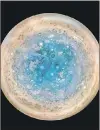  ?? NASA/JPL-CALTECH/SWRI/MSSS/ BETSY ASHER HALL/GERVASIO ROBLES VIA AP ?? This image made available by NASA on May 25 made from data captured by the Juno spacecraft shows Jupiter’s south pole. The oval features are cyclones, up to 1,000 km in diametre. The cyclones are separate from Jupiter’s trademark Great Red Spot, a...