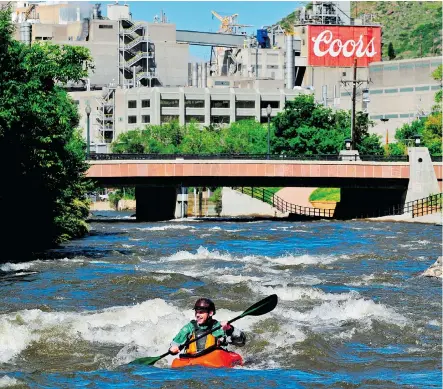  ?? Photos: Visit Denver ?? Coors, the world’s largest single-location brewery, is located on the banks of Clear Creek in Golden, just outside of Denver. The creek is also home to a kayaking and white water rafting course. In the most physically active state in the U.S., a...