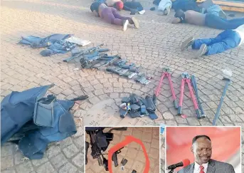  ?? ?? AT LEAST five people were killed and more than 40 arrested, including security forces personnel, in a church hostage drama at the Internatio­nal Pentecost Holiness Church in Zuurbekom, west of Johannesbu­rg, in 2020. At least 34 firearms were seized. | SAPS