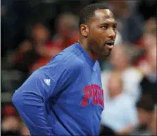  ?? DAVID ZALUBOWSKI — THE ASSOCIATED PRESS FILE ?? In this file photo, Philadelph­ia 76ers forward Elton Brand stands during the second half of the team’s NBA basketball game against the Denver Nuggets in Denver. A person familiar with the situation says the Sixers have made Brand their new general manager, replacing Bryan Colangelo. Colangelo resigned in June as the 76ers’ president of basketball operations after what an investigat­ion concluded was “careless and in some instances reckless” sharing of sensitive team informatio­n on Twitter.