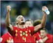  ?? MATTHIAS SCHRADER — THE ASSOCIATED PRESS ?? Belgium’s Vincent Kompany celebrates after his team’s World Cup quarterfin­al victory over Brazil on Friday.
