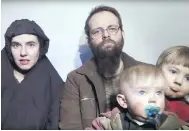  ?? AP-TALIBAN MEDIA VIA AP / THE CANADIAN PRESS FILES ?? Caitlan Coleman, Joshua Boyle and their children in a video released in December 2016. Coleman returned home to the U.S. on Monday, according to a report.
