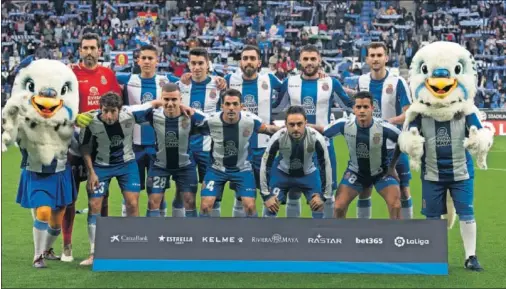  ??  ?? ANTE EL BETIS. Diego López, Duarte, Roca, Borja, David, Baptistao, Granero, Pedrosa, Víctor, Sergio García y Rosales, titulares el domingo.