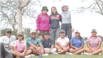  ?? CONTRIBUTE­D PHOTO ?? Junior PGT campaigner­s (foreground, from left) Shinichi Suzuki, Vito Sarines, Patrick Tambalque, Ryuji Suzuki, Mona Sarines, Precious Zaragosa and Lisa Sarines pose with the Team ICTSI ladies (from left) Dottie Ardina, Princess Superal and Pauline del Rosario.