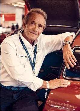  ??  ?? Hailing from Belgium, 76-year-old
Jacky Ickx is a racing legend in his own right. He drove in Formula One during the 1960s and 1970s, picking up eight victories and 25 podium finishes in that time. He is also a six-time winner of 24 Hours of Le Mans. Ickx is a long-time friend of Scheufele and has co-piloted for the Chopard co-president at the 1000 Miglia more than 15 times.