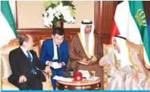  ??  ?? His Highness the Amir Sheikh Sabah Al-Ahmad Al-Jaber Al-Sabah meets with Vice Chairman of China’s National Developmen­t and Reform Commission Ning Jizhe.
