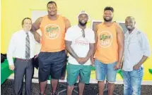  ?? PHOTO BY EMMETT HALL ?? Pro football linebacker and former University of Miami standout D.J. Williams and friends recently visited HANDY in Fort Lauderdale to donate clothing, shoes and sports-related items through Williams’ Home Team Closet. From left are HANDY CEO Evan...