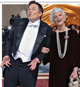  ?? ?? In the limelight: Musk and his mother at the Met Gala on Monday