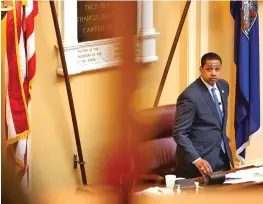  ?? PARKER MICHELS-BOYCE NEW YORK TIMES ?? Democratic Virginia Lt. Gov. Justin Fairfax, at the State Capitol in Richmond last week, faces sexual assault allegation­s by two women. Republican­s say Fairfax and Gov. Ralph Northam should both resign.