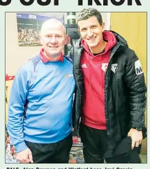  ??  ?? PALS: Alan Dowson and Watford boss Javi Gracia