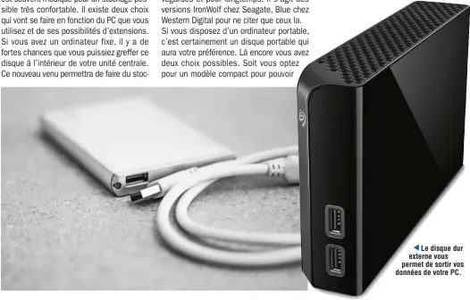  ??  ?? Le disque dur externe vous permet de sortir vos données de votre PC.