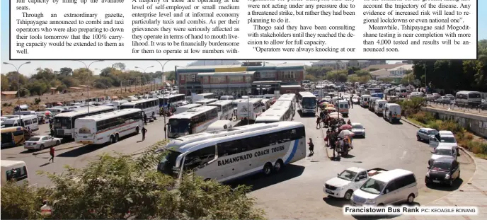  ?? PIC: KEOAGILE BONANG ?? Francistow­n Bus Rank