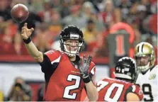  ?? JASON GETZ, USA TODAY SPORTS ?? Matt Ryan led the NFL in passer rating (117.1) and was second in passing yards (4,944) and touchdown passes (38).