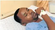  ?? Picture: TEBOGO LETSIE ?? WON’T RUN: Ethiopian Alex Marcus suffered burns in the attack this week in Umlazi