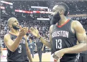  ?? ERIC CHRISTIAN SMITH — THE ASSOCIATED PRESS ?? Houston’s Chris Paul, left, and James Harden are two of the league’s best players who have never won an NBA title.