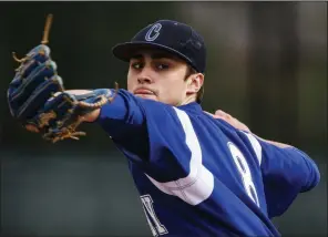  ?? Arkansas Democrat-Gazette/MITCHELL PE MASILUN ?? Conway senior reliever Jackson Hull gave up 1 run, 2 singles and 3 walks in the final 5 innings Friday to pick up the victory for the Wampus Cats.