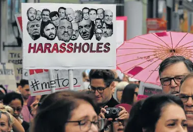  ?? Picture: AFP/ MARK RALSTON ?? HAD ENOUGH: Victims of sexual harassment, sexual assault, sexual abuse and their supporters protest during a #MeToo march in Hollywood, California, in November