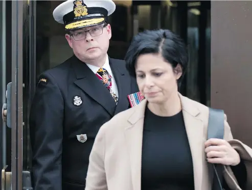  ?? JUSTIN TANG / THE CANADIAN PRESS FILES ?? Vice-admiral Mark Norman with his lawyer, Marie Henein, as they leave the courthouse in Ottawa after his first appearance at his trial in April last year. The Public Prosecutio­n Service told Postmedia it will not be releasing what it has spent to date on the case against the senior navy officer.
