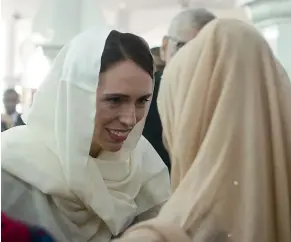  ??  ?? Prime Minister Jacinda Ardern meets families of the three Fijians who were killed in the attack.