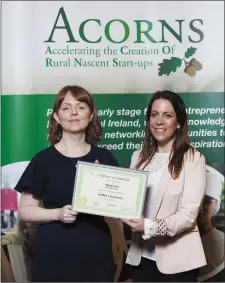  ??  ?? Pictured left to right are Aishling Cronin, Department of Agricultur­e, Food and the Marine and previous ACORNS participan­t Aisling Kelly, WB’s Coffee House, Sligo.