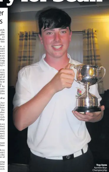  ??  ?? Top form Ayrshire Boys Championsh­ip winner Sean Addie