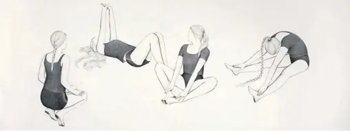 ?? [ Albertina ] ?? Ulrike Lienbacher ist eine von nur 15 Künstlerin­nen und Künstlern dieser Schau: Hier ihre Tusche-Zeichnung entindivid­ualisierte­r Sportlerin­nen von 2007.