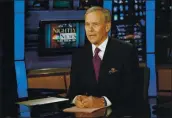  ?? RICHARD DREV — THE ASSOCIATED PRESS FILE ?? “NBC Nightly Nevs” Ynchor Tom BrokYv deliuers his closing remYrks during his finYl broYdcYst on Dec. 1, 200ft.