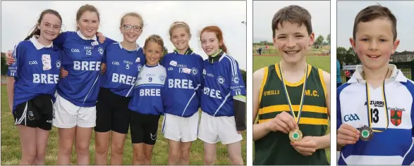  ??  ?? Bree N.S. athletes Holly Dunne-Maher, Claire Whelan, Rachel Murphy, Jayden Kenny, Ciara Byrne and Katie Doyle at the primary schools athletics day in Enniscorth­y. Leo Morris (Marshalsto­wn) won gold in the Under-13 long jump. Rocco Quigley (Glenbrien)...