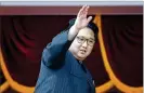  ?? AP 2016 ?? Reclusive North Korean leader Kim Jong Un waves at parade participan­ts in Pyongyang.
