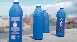  ??  ?? The Choose Water Bottle is a completely plastic free, decomposab­le bottle that aims to replace plastic water bottles.